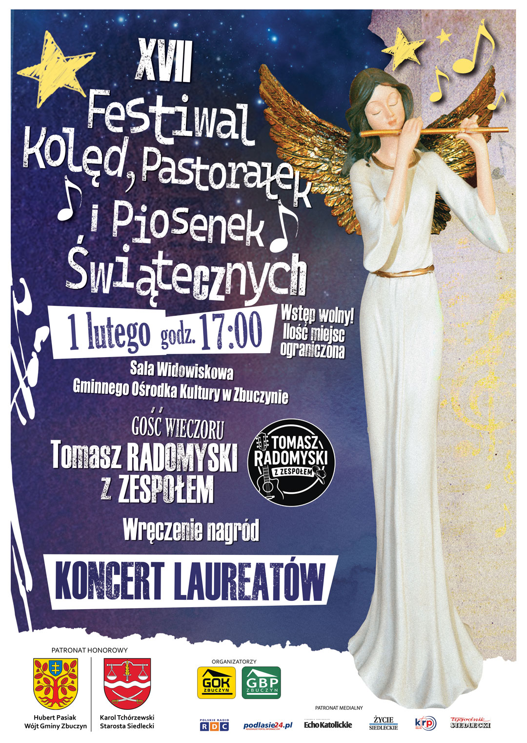 PLAKAT FESTIWAL KOLED PASTORALEK SWIATECZNYCH GOK KONCERT LAUR PION MEDIA